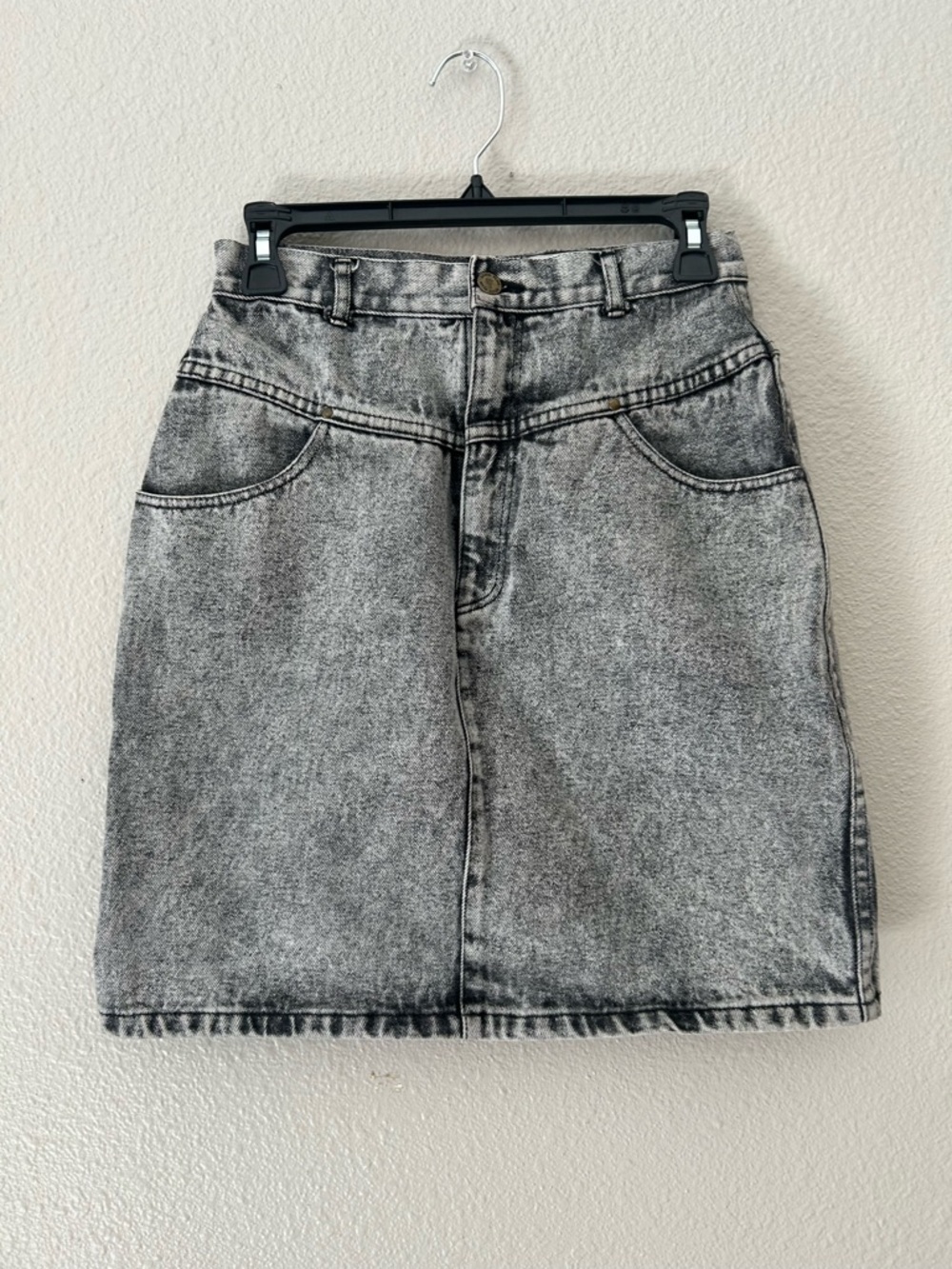 Vintage Brass Plum Nordstrom Black Acid Wash High Waisted Denim Skirt